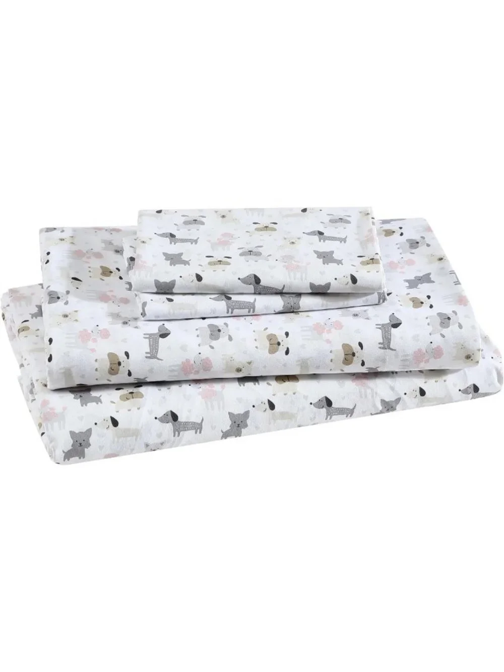 Soft Microfiber Queen 4-Piece Sheet Set - Adorable Puppy Print, Cozy Bedding
